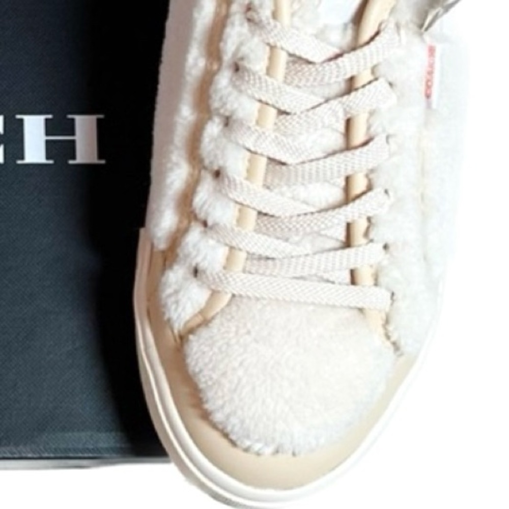 Coach Citysole Shearling Sherpa Platform Sneakers White and Cream Size 8 NWT - Picture 7 of 7